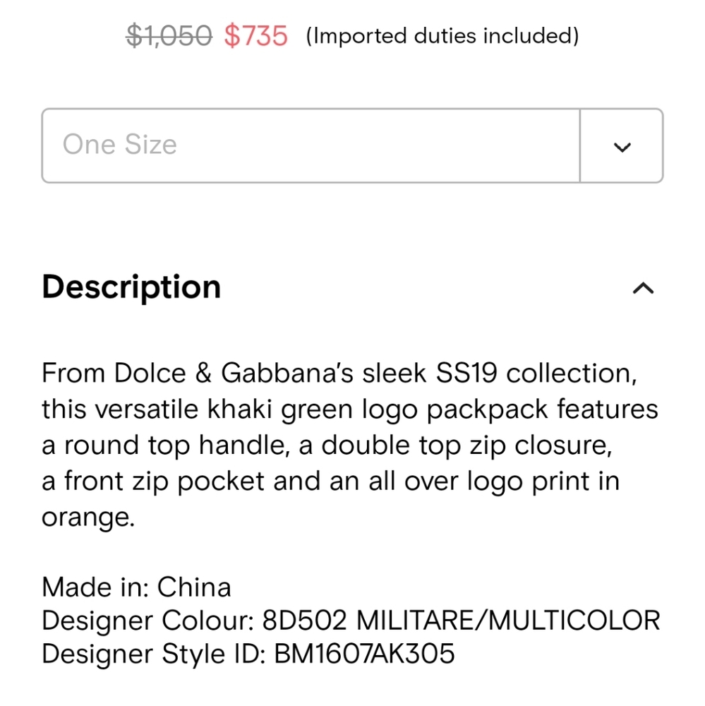 Dolce & Gabbana Brand New Men's Backpack SS19 - Picture 8 of 8